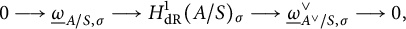 0 long right arrow ModifyingBelow Omega UnderbarSubscript upper A divided by upper S comma sigma Baseline long right arrow upper H Subscript d upper R Superscript 1 Baseline left parenthesis upper A divided by upper S right parenthesis Subscript sigma Baseline long right arrow ModifyingBelow Omega UnderbarSubscript upper A Sub Superscript or Subscript divided by upper S comma sigma Superscript or Baseline long right arrow 0 comma
