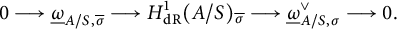 0 long right arrow ModifyingBelow Omega UnderbarSubscript upper A divided by upper S comma sigma overbar Baseline long right arrow upper H Subscript d upper R Superscript 1 Baseline left parenthesis upper A divided by upper S right parenthesis Subscript sigma overbar Baseline long right arrow ModifyingBelow Omega UnderbarSubscript upper A divided by upper S comma sigma Superscript or Baseline long right arrow 0 period