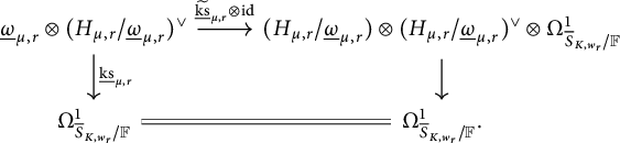 omega sub mu comma r tensor open parenthesis H sub mu comma r all over omega sub mu comma r close parenthesis dual yields open parenthesis H sub mu comma r all over omega sub mu comma r close parenthesis tensor open parenthesis H sub mu comma r al...