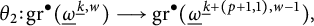 theta 2 colon g r Superscript bullet Baseline left parenthesis ModifyingBelow Omega UnderbarSuperscript ModifyingBelow k Underbarcomma w Baseline right parenthesis long right arrow g r Superscript bullet Baseline left parenthesis ModifyingBelow Omega UnderbarSuperscript ModifyingBelow k Underbarplus left parenthesis p plus 1 comma 1 right parenthesis comma w minus 1 Baseline right parenthesis comma