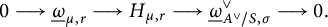 0 long right arrow ModifyingBelow Omega UnderbarSubscript mu comma r Baseline long right arrow upper H Subscript mu comma r Baseline long right arrow ModifyingBelow Omega UnderbarSubscript upper A Sub Superscript or Subscript divided by upper S comma sigma Superscript or Baseline long right arrow 0 period