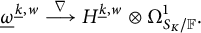ModifyingBelow Omega UnderbarSuperscript ModifyingBelow k Underbarcomma w Baseline backslash overset nabla long right arrow upper H Superscript ModifyingBelow k Underbarcomma w Baseline circled times upper Omega Subscript upper S Sub Subscript upper K Subscript divided by double struck upper F Superscript 1 Baseline period