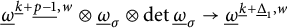 ModifyingBelow Omega UnderbarSuperscript ModifyingBelow k Underbarplus ModifyingBelow p minus 1 Underbarcomma w Baseline circled times ModifyingBelow Omega UnderbarSubscript sigma Baseline circled times backslash det ModifyingBelow Omega UnderbarSubscript sigma Baseline right arrow ModifyingBelow Omega UnderbarSuperscript ModifyingBelow k Underbarplus ModifyingBelow upper Delta UnderbarSuper Subscript 1 Superscript comma w