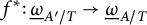 f Superscript asterisk Baseline colon ModifyingBelow Omega UnderbarSubscript upper A prime slash upper T Baseline right arrow ModifyingBelow Omega UnderbarSubscript upper A divided by upper T Baseline