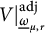 upper V vertical bar Subscript ModifyingBelow Omega UnderbarSub Subscript mu comma r Subscript Superscript a d j Baseline