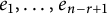 e 1 comma midline horizontal ellipsis comma e Subscript n minus r plus 1 Baseline