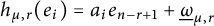 h Subscript mu comma r Baseline left parenthesis e Subscript i Baseline right parenthesis equals a Subscript i Baseline e Subscript n minus r plus 1 Baseline plus ModifyingBelow Omega UnderbarSubscript mu comma r