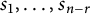 s 1 comma midline horizontal ellipsis comma s Subscript n minus r Baseline