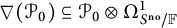 nabla left parenthesis script upper P 0 right parenthesis subset of or equal to script upper P 0 circled times upper Omega Subscript upper S Sub Superscript n o Subscript divided by double struck upper F Superscript 1