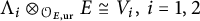 upper Lamda Subscript i Baseline circled times Subscript script upper O Sub Subscript upper E comma u r Subscript Baseline upper E approximately equals upper V Subscript i Baseline comma i equals 1 comma 2
