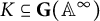 upper K subset of or equal to bold upper G left parenthesis double struck upper A Superscript infinity Baseline right parenthesis