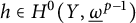 h element of upper H Superscript 0 Baseline left parenthesis upper Y comma ModifyingBelow Omega UnderbarSuperscript p minus 1 Baseline right parenthesis