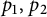 p 1 comma p 2