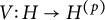 upper V colon upper H right arrow upper H Superscript left parenthesis p right parenthesis