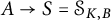 upper A right arrow upper S equals script upper S Subscript upper K comma upper B
