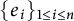 left brace e Subscript i Baseline right brace Subscript 1 less than or equals i less than or equals n