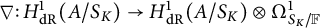 nabla colon upper H Subscript d upper R Superscript 1 Baseline left parenthesis upper A divided by upper S Subscript upper K Baseline right parenthesis right arrow upper H Subscript d upper R Superscript 1 Baseline left parenthesis upper A divided by upper S Subscript upper K Baseline right parenthesis circled times upper Omega Subscript upper S Sub Subscript upper K Subscript divided by double struck upper F Superscript 1