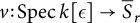 v colon backslash operatorname upper S p e c k epsilon right arrow ModifyingAbove bar With bar upper S r