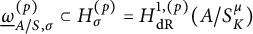 ModifyingBelow Omega UnderbarSubscript upper A divided by upper S comma sigma Superscript left parenthesis p right parenthesis Baseline subset of upper H Subscript sigma Superscript left parenthesis p right parenthesis Baseline equals upper H Subscript d upper R Superscript 1 comma left parenthesis p right parenthesis Baseline left parenthesis upper A divided by upper S Subscript upper K Superscript mu Baseline right parenthesis