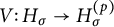 upper V colon upper H Subscript sigma Baseline right arrow upper H Subscript sigma Superscript left parenthesis p right parenthesis