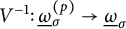 upper V Superscript negative 1 Baseline colon ModifyingBelow Omega UnderbarSubscript sigma Superscript left parenthesis p right parenthesis Baseline right arrow ModifyingBelow Omega UnderbarSubscript sigma Baseline