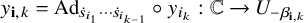 y Subscript bold i comma k Baseline equals Ad Subscript ModifyingAbove s With dot Sub Subscript i 1 Subscript midline horizontal ellipsis ModifyingAbove s With dot Sub Subscript i Sub Sub Subscript k minus 1 Sub Subscript Subscript Baseline ring y Subscript i Sub Subscript k Subscript Baseline colon double struck upper C right arrow upper U Subscript minus beta Sub Subscript bold i comma k Subscript Baseline