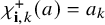 chi Subscript bold i comma k Superscript plus Baseline left parenthesis a right parenthesis equals a Subscript k