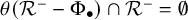 theta left parenthesis script upper R Superscript minus Baseline minus normal upper Phi Subscript bullet Baseline right parenthesis intersection script upper R Superscript minus Baseline equals normal empty set