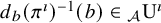 d Subscript b Baseline left parenthesis pi Superscript modifying above dotless i Baseline right parenthesis Superscript negative 1 Baseline left parenthesis b right parenthesis element of Subscript script upper A Baseline normal upper U Superscript modifying above dotless i
