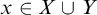 x element of upper X union upper Y