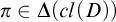 pi element of upper Delta left parenthesis c l left parenthesis upper D right parenthesis right parenthesis