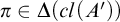 pi element of upper Delta left parenthesis c l left parenthesis upper A prime right parenthesis right parenthesis