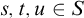 s comma t comma u element of upper S