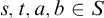 s comma t comma a comma b element of upper S