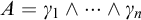 upper A equals gamma 1 and midline horizontal ellipsis and gamma Subscript n