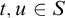 t comma u element of upper S