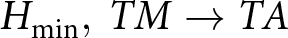 Hmin comma TM right arrow TA