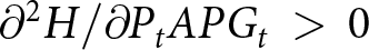 partial differential 2 upper H slash partial differential PtAPGt greater than 0