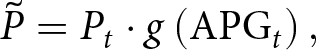 upper P tilde equals Pt dot g left parenthesis APGt right parenthesis comma