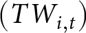 left parenthesis TWi comma t right parenthesis