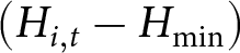 left parenthesis Hi comma t minus Hmin right parenthesis