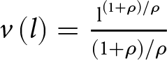 v left parenthesis l right parenthesis equals l left parenthesis 1 plus rho right parenthesis slash rho left parenthesis 1 plus rho right parenthesis slash rho