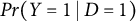 upper P r left parenthesis upper Y equals 1 vertical bar upper D equals 1 right parenthesis