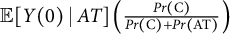 double struck upper E left bracket upper Y left parenthesis 0 right parenthesis vertical bar upper A upper T right bracket left parenthesis StartFraction upper P r left parenthesis upper C right parenthesis Over upper P r left parenthesis upper C right parenthesis plus upper P r left parenthesis AT right parenthesis EndFraction right parenthesis