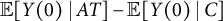 double struck upper E left bracket upper Y left parenthesis 0 right parenthesis vertical bar upper A upper T right bracket minus double struck upper E left bracket upper Y left parenthesis 0 right parenthesis vertical bar upper C right bracket