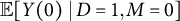 double struck upper E left bracket upper Y left parenthesis 0 right parenthesis vertical bar upper D equals 1 comma upper M equals 0 right bracket