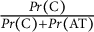 StartFraction upper P r left parenthesis upper C right parenthesis Over upper P r left parenthesis upper C right parenthesis plus upper P r left parenthesis AT right parenthesis EndFraction