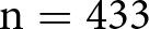 dollar sign n equals 433 dollar sign