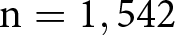 dollar sign n equals 1,542 dollar sign