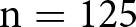 dollar sign n equals 125 dollar sign